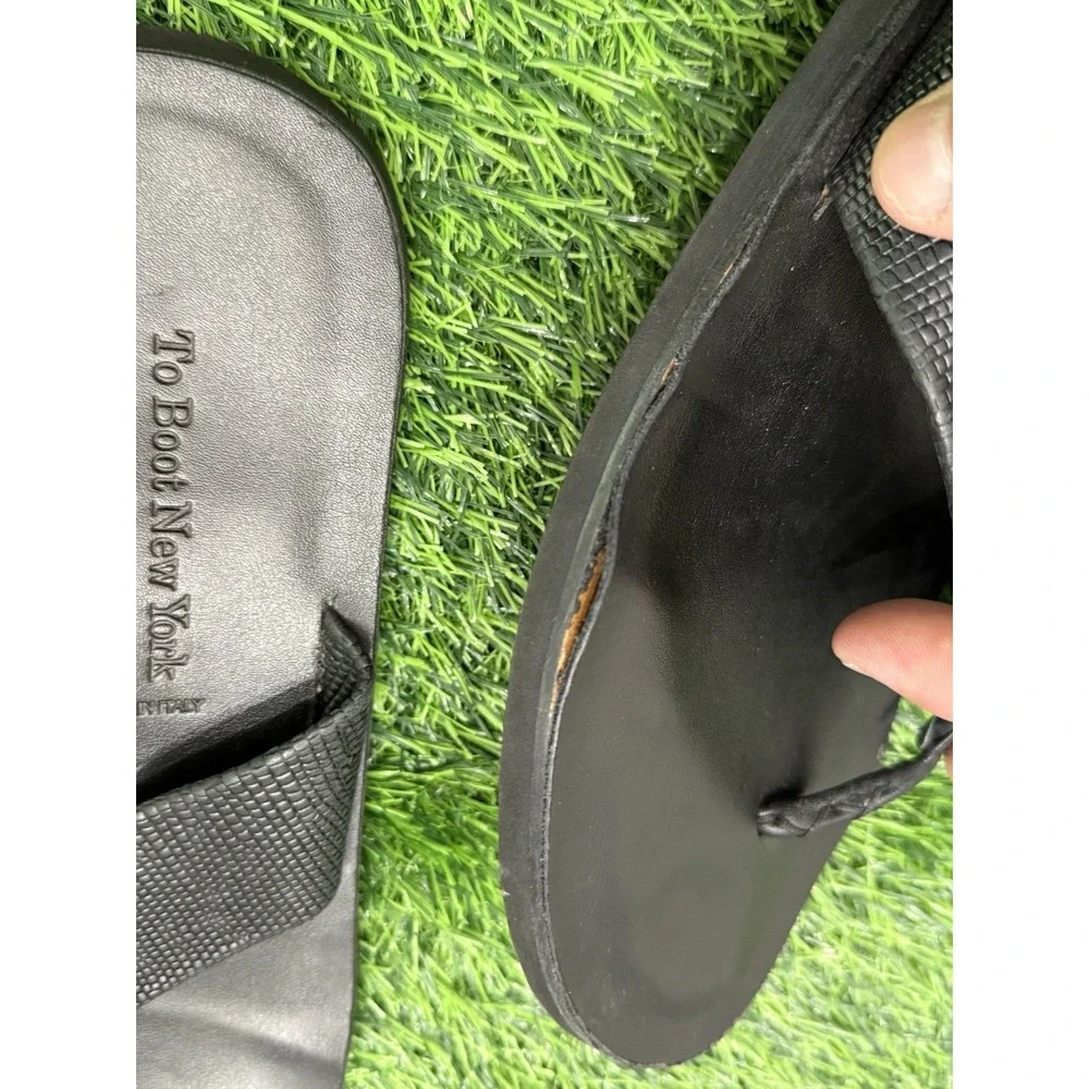 To Boot New York Adam Derrick Leather Sandals Flip Flop Thong Men Size 11 Black